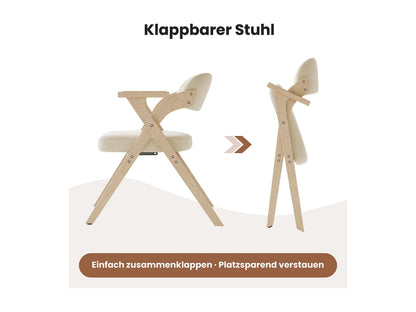 Chaise Japandi Pliante Velours Et Bois Beige - Rangeables