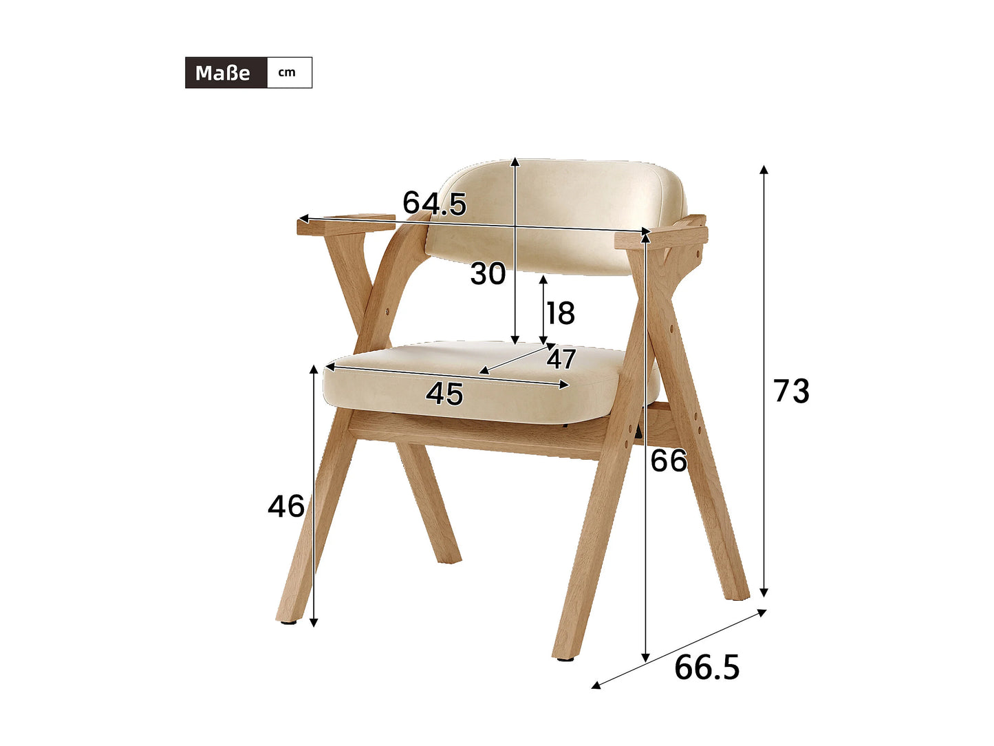 Chaise Japandi Pliante Velours Et Bois Beige - Rangeables