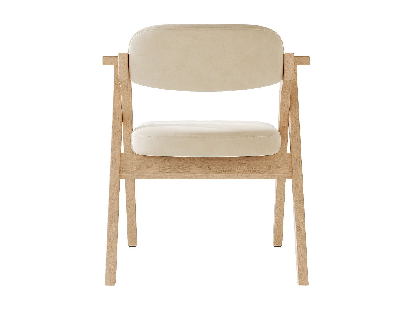 Chaise Japandi Pliante Velours Et Bois Beige - Rangeables