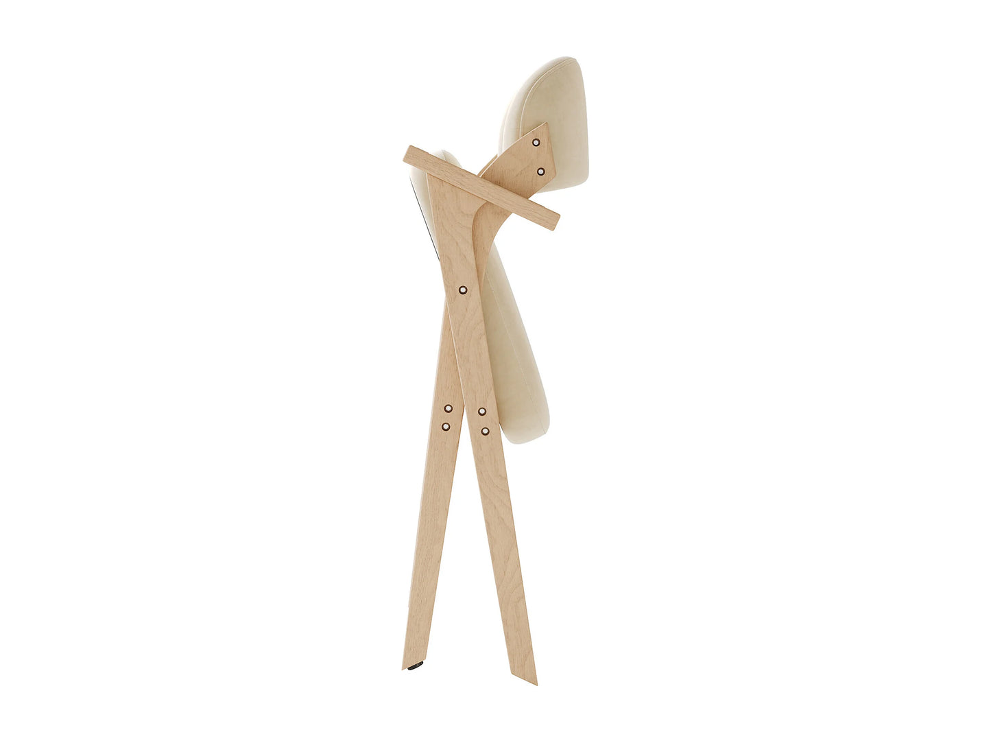 Chaise Japandi Pliante Velours Et Bois Beige - Rangeables