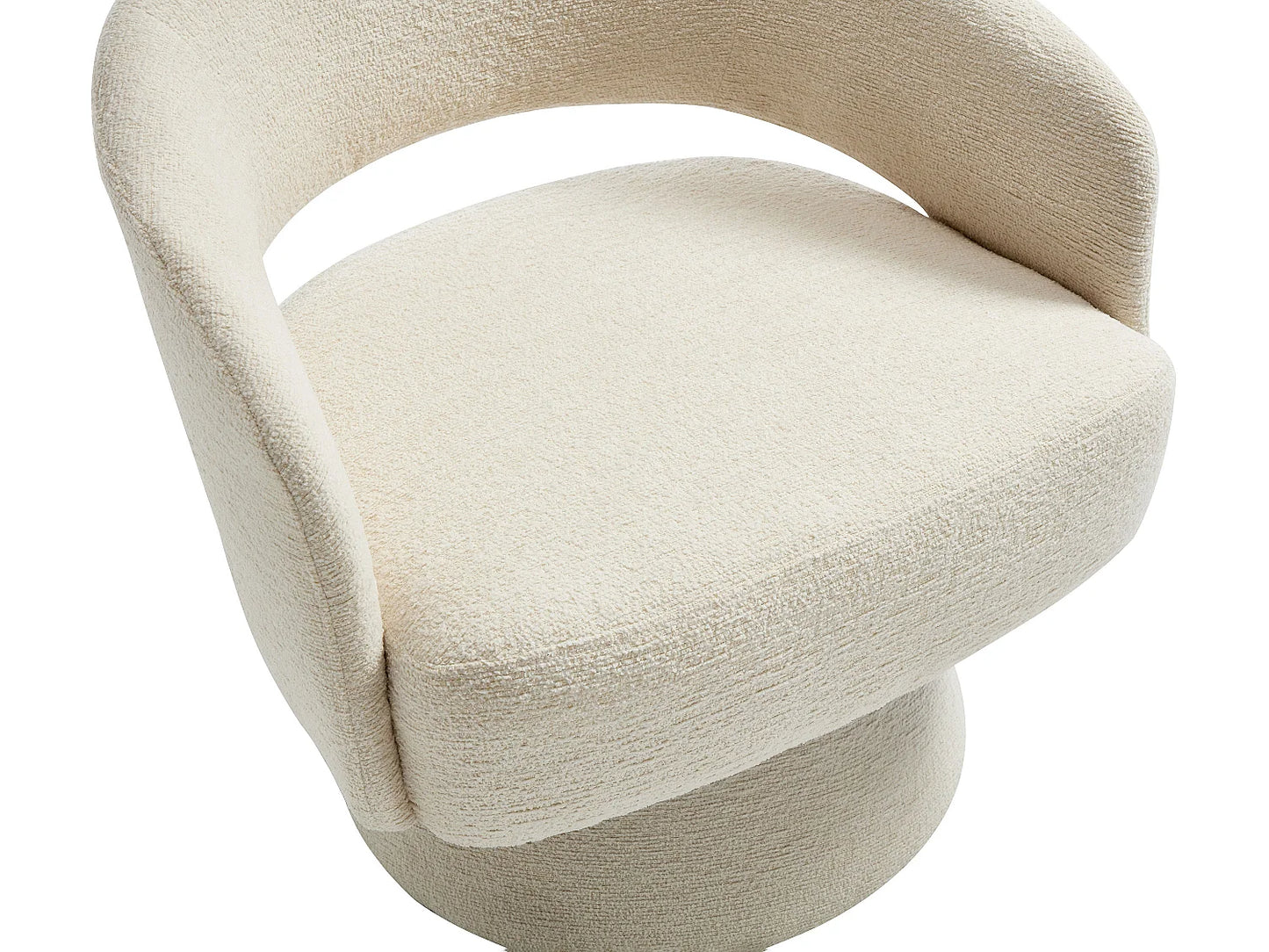 Fauteuil Japandi Pivotant Chenille Beige - Fedote
