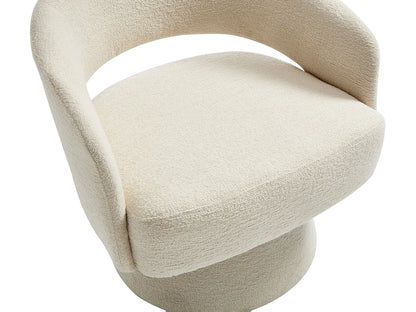 Fauteuil Japandi Pivotant Chenille Beige - Fedote