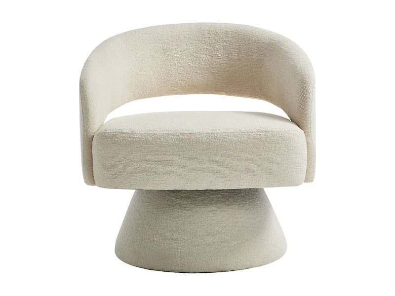 Fauteuil Japandi Pivotant Chenille Beige - Fedote