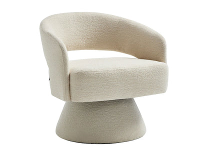 Fauteuil Japandi Pivotant Chenille Beige - Fedote