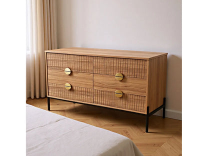 Commode Japandi Bois Rainuré 124cm - Vallo