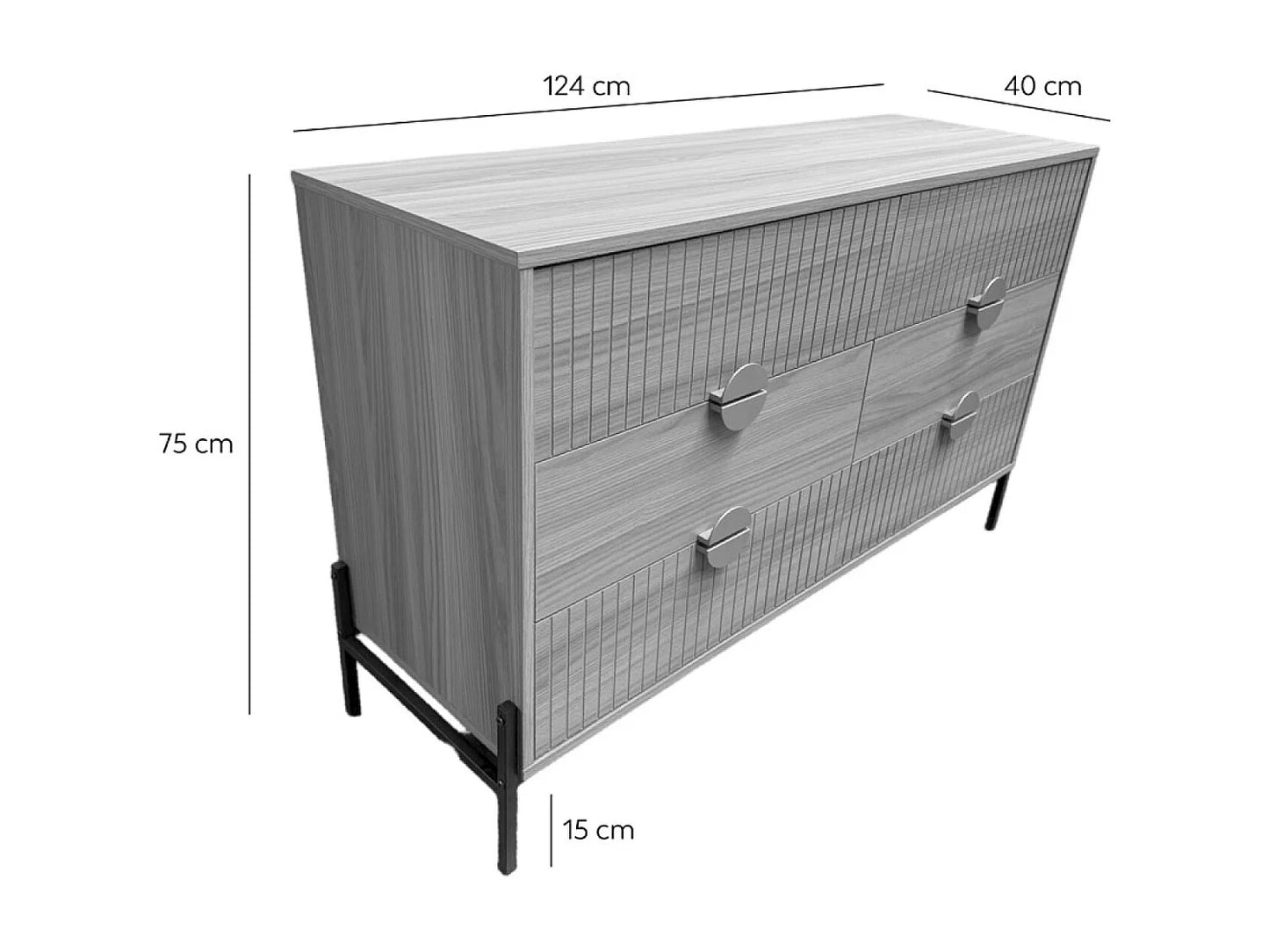 Commode Japandi Bois Rainuré 124cm - Vallo
