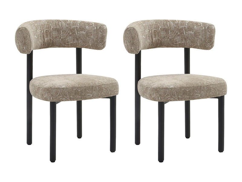Duo Chaises Japandi Tissu Pieds Métal Noir - Selorin