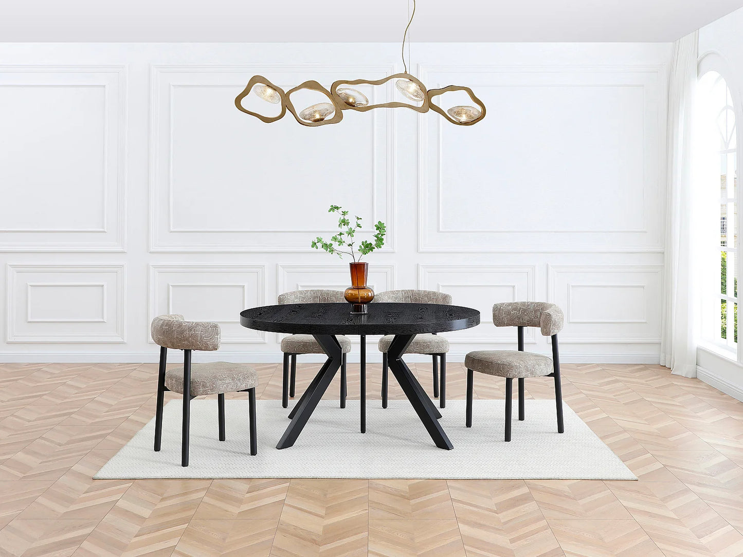 Duo Chaises Japandi Tissu Pieds Métal Noir - Selorin
