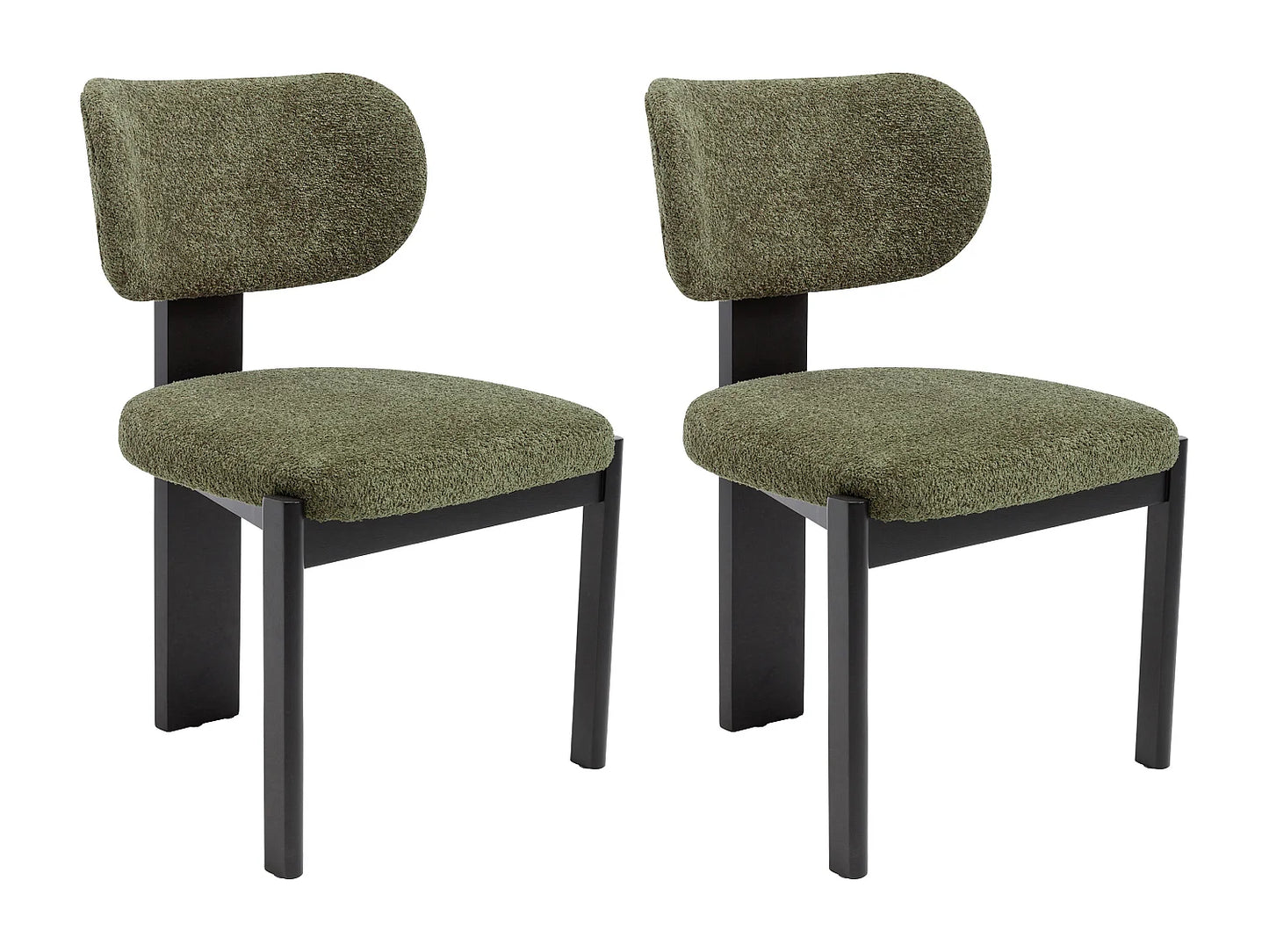 Duo Chaises Japandi Bouclette Noir Et Kaki - Wilana