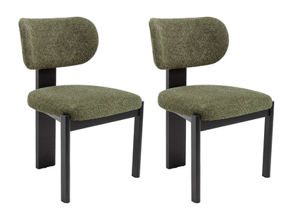 Duo Chaises Japandi Bouclette Noir Et Kaki - Wilana