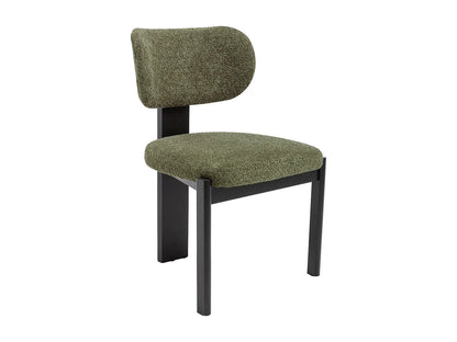 Duo Chaises Japandi Bouclette Noir Et Kaki - Wilana