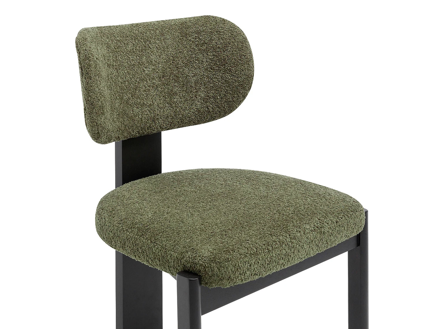 Duo Chaises Japandi Bouclette Noir Et Kaki - Wilana
