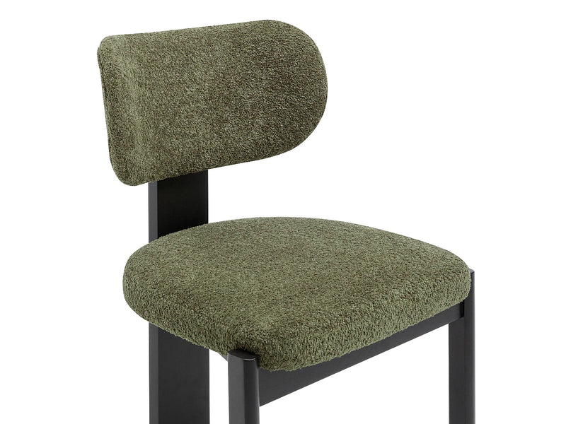 Duo Chaises Japandi Bouclette Noir Et Kaki - Wilana