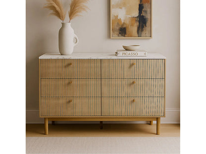 Buffet Rainuré Japandi Effet Marbre - Brox