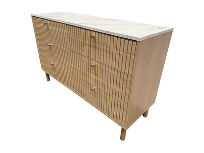 Buffet Rainuré Japandi Effet Marbre - Brox