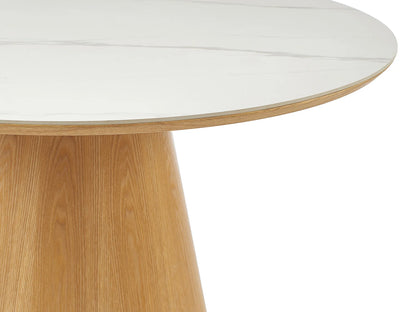 Table Céramique Japandi Effet Marbre Et Frêne - Antaliza