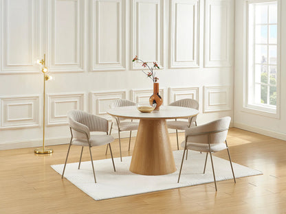 Table Céramique Japandi Effet Marbre Et Frêne - Antaliza