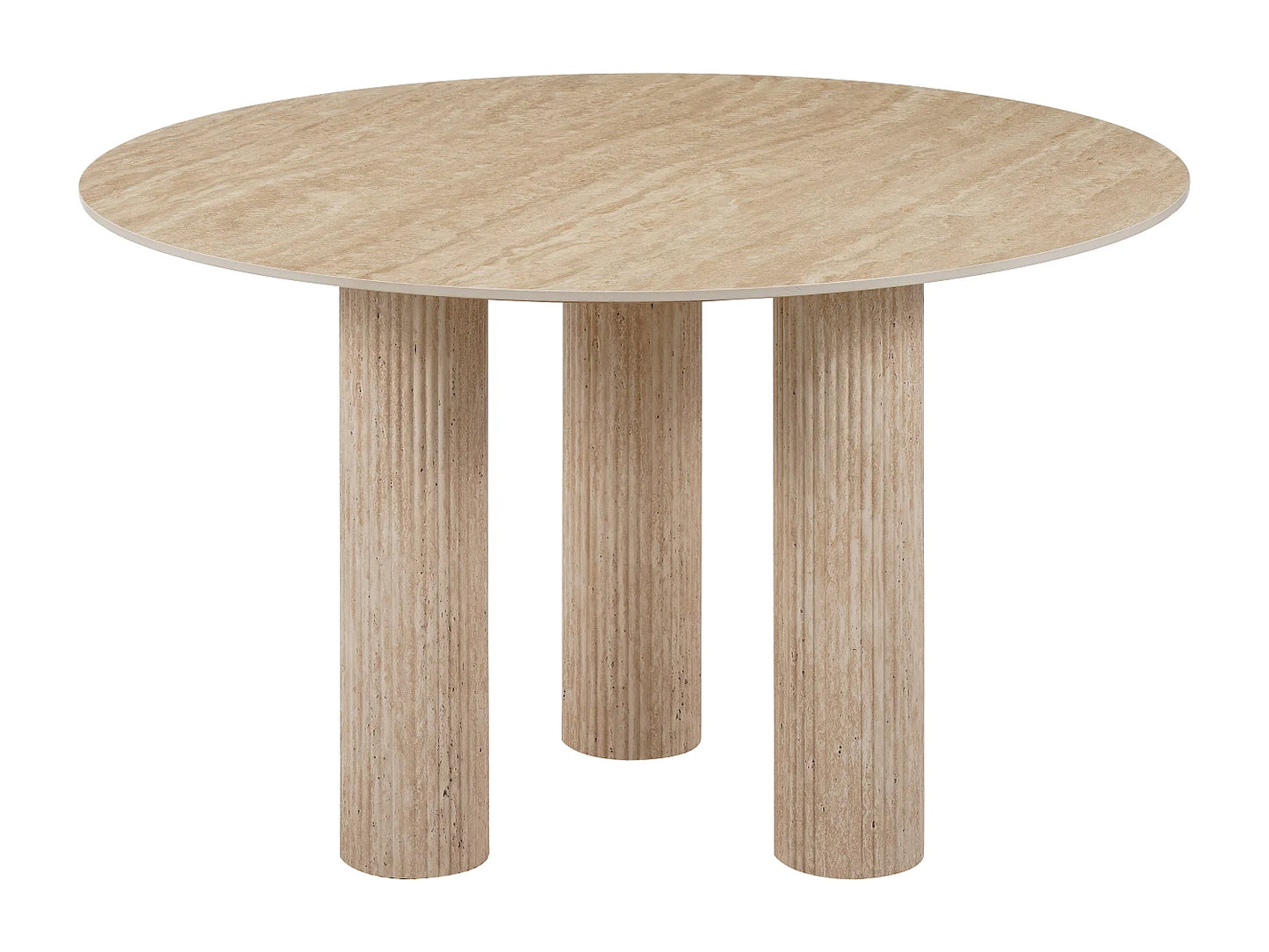 Table Ronde Japandi Céramique Effet Travertin - Ana
