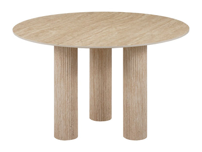 Table Ronde Japandi Céramique Effet Travertin - Ana