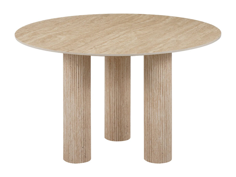 Table Ronde Japandi Céramique Effet Travertin - Ana