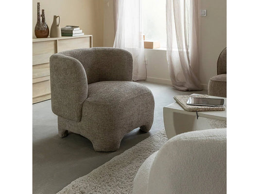 Fauteuil Japandi Arrondi Gris Beige - Thea