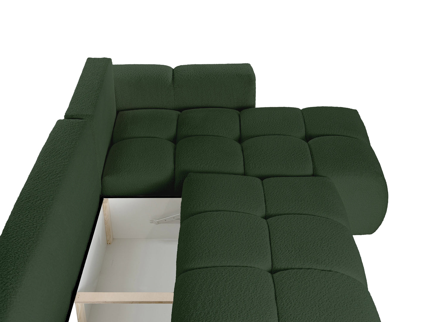 Canapé Japandi d'Angle Bouclette Verte - Issoro
