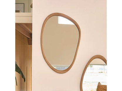 Miroir Organique Japandi Teck Massif 90cm - Organique