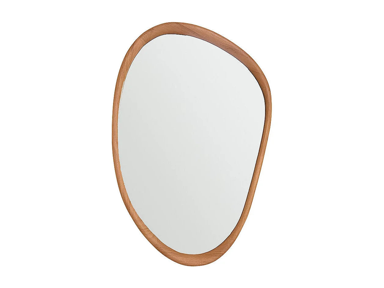 Miroir Organique Japandi Teck Massif 90cm - Organique