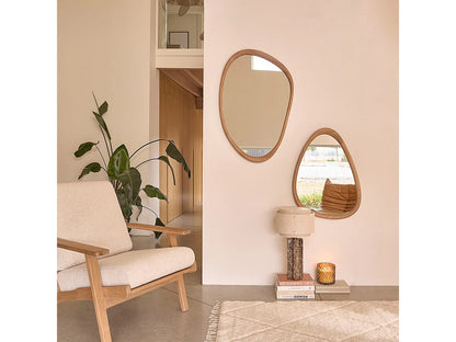 Miroir Organique Japandi Teck Massif 90cm - Organique