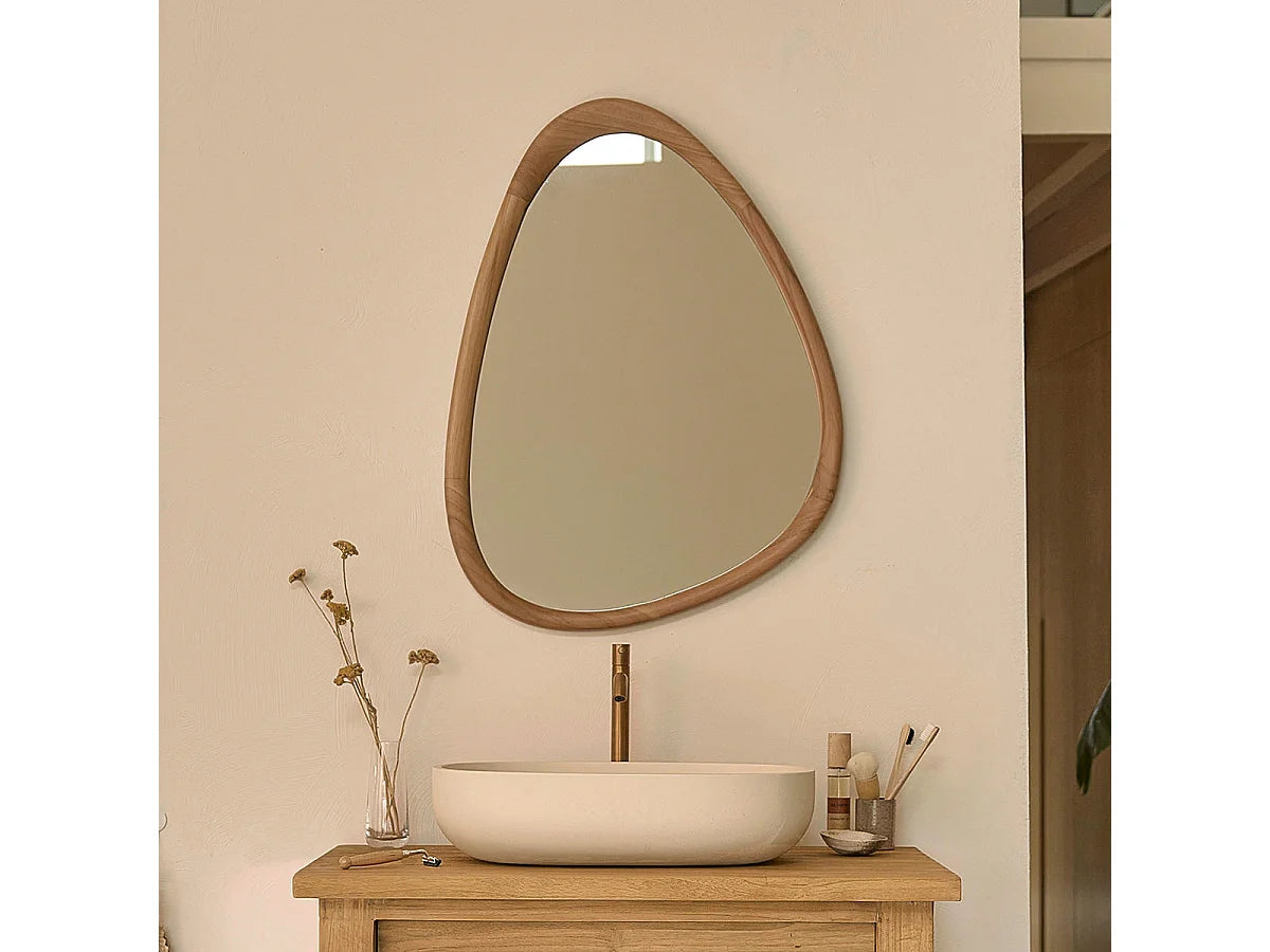 Miroir Nature Japandi En Teck Massif - Organique