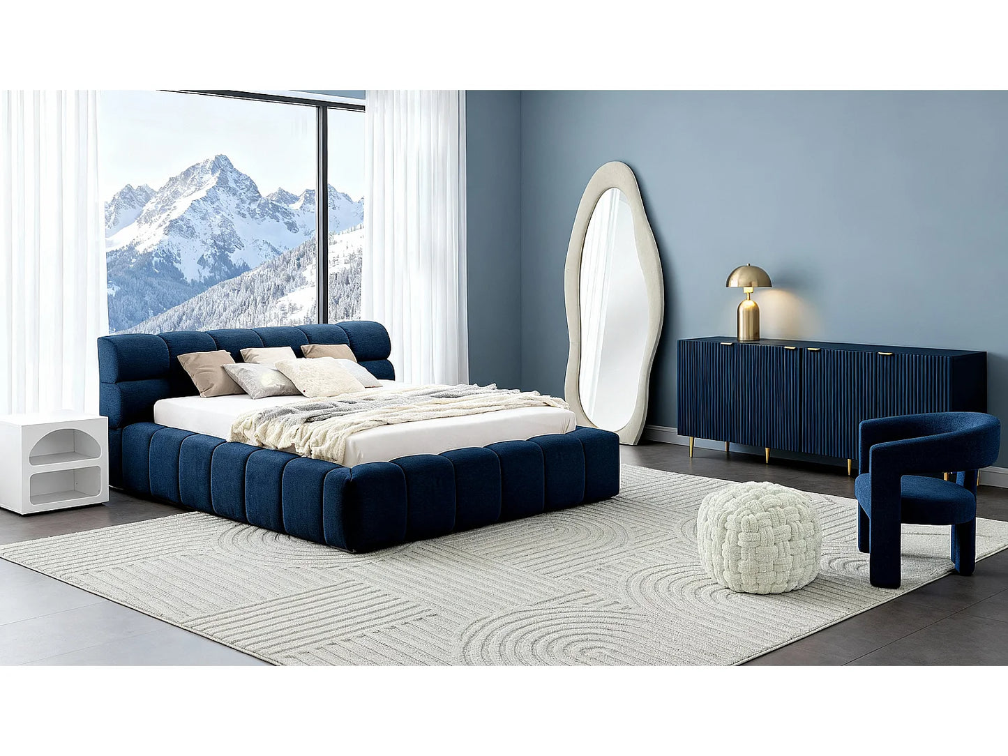 Miroir Organique Japandi Velours Crème - Lavina