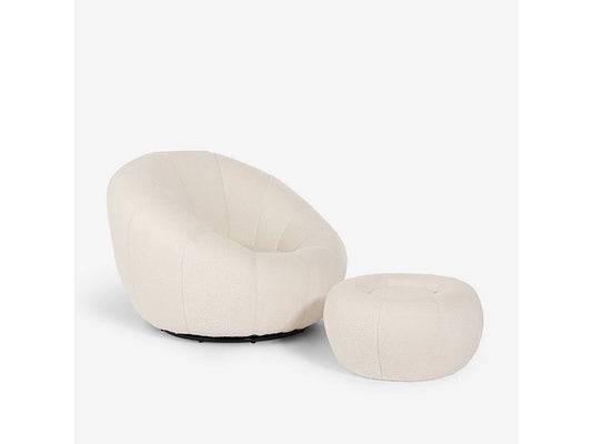 Fauteuil Japandi Pivotant Avec Repose-Pieds - Kuma