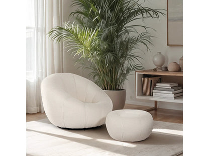 Fauteuil Japandi Pivotant Avec Repose-Pieds - Kuma