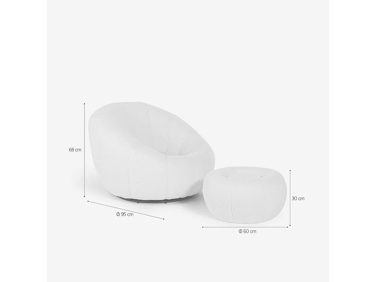 Fauteuil Japandi Pivotant Avec Repose-Pieds - Kuma