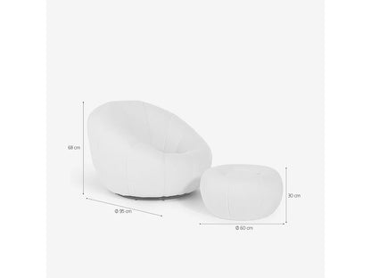 Fauteuil Japandi Pivotant Avec Repose-Pieds - Kuma