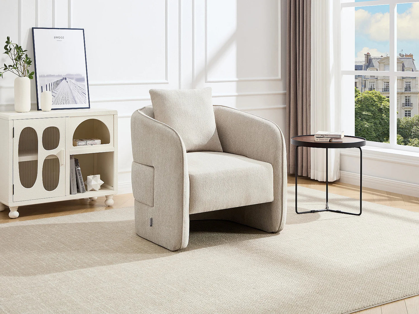 Fauteuil Japandi Design Beige - Lanito
