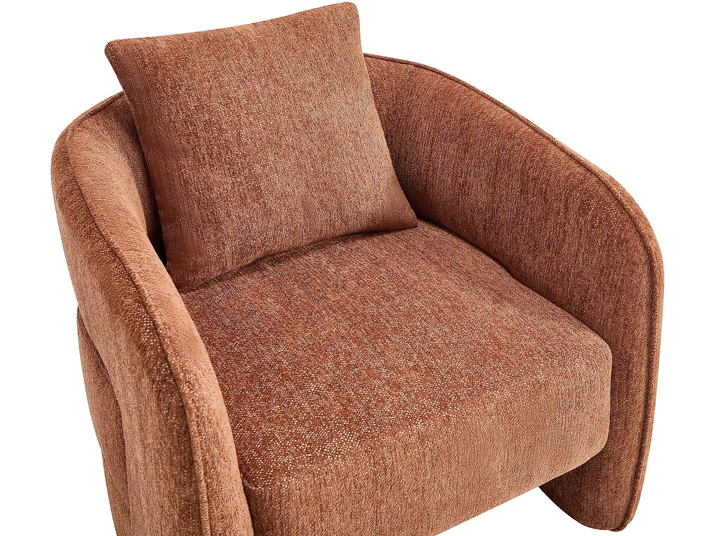 Fauteuil Japandi Tissu Chiné Terracotta - Lanito