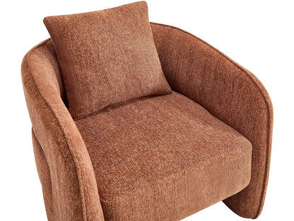 Fauteuil Japandi Tissu Chiné Terracotta - Lanito