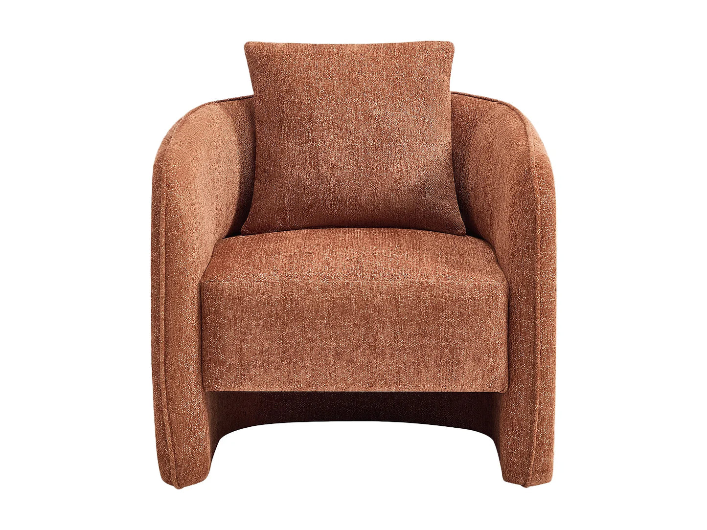 Fauteuil Japandi Tissu Chiné Terracotta - Lanito
