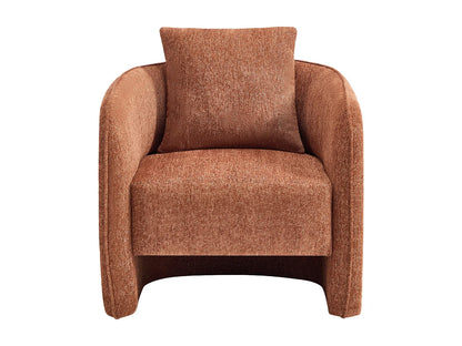 Fauteuil Japandi Tissu Chiné Terracotta - Lanito