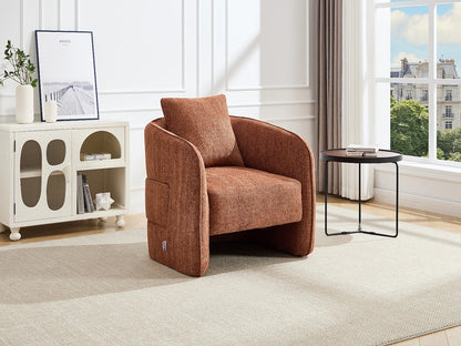Fauteuil Japandi Tissu Chiné Terracotta - Lanito