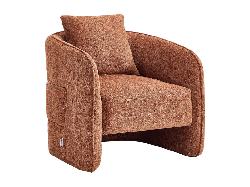 Fauteuil Japandi Tissu Chiné Terracotta - Lanito