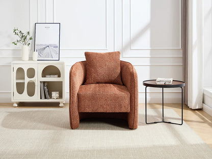 Fauteuil Japandi Tissu Chiné Terracotta - Lanito