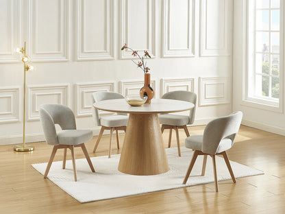 Chaise Pivotante Japandi Tissu Chêne Crème - Gustavy