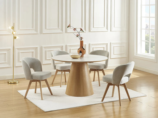 Chaise Pivotante Japandi Tissu Chêne Crème - Gustavy