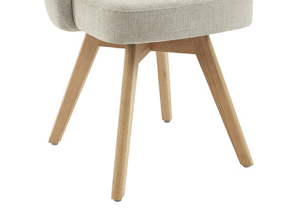 Chaise Pivotante Japandi Tissu Chêne Crème - Gustavy