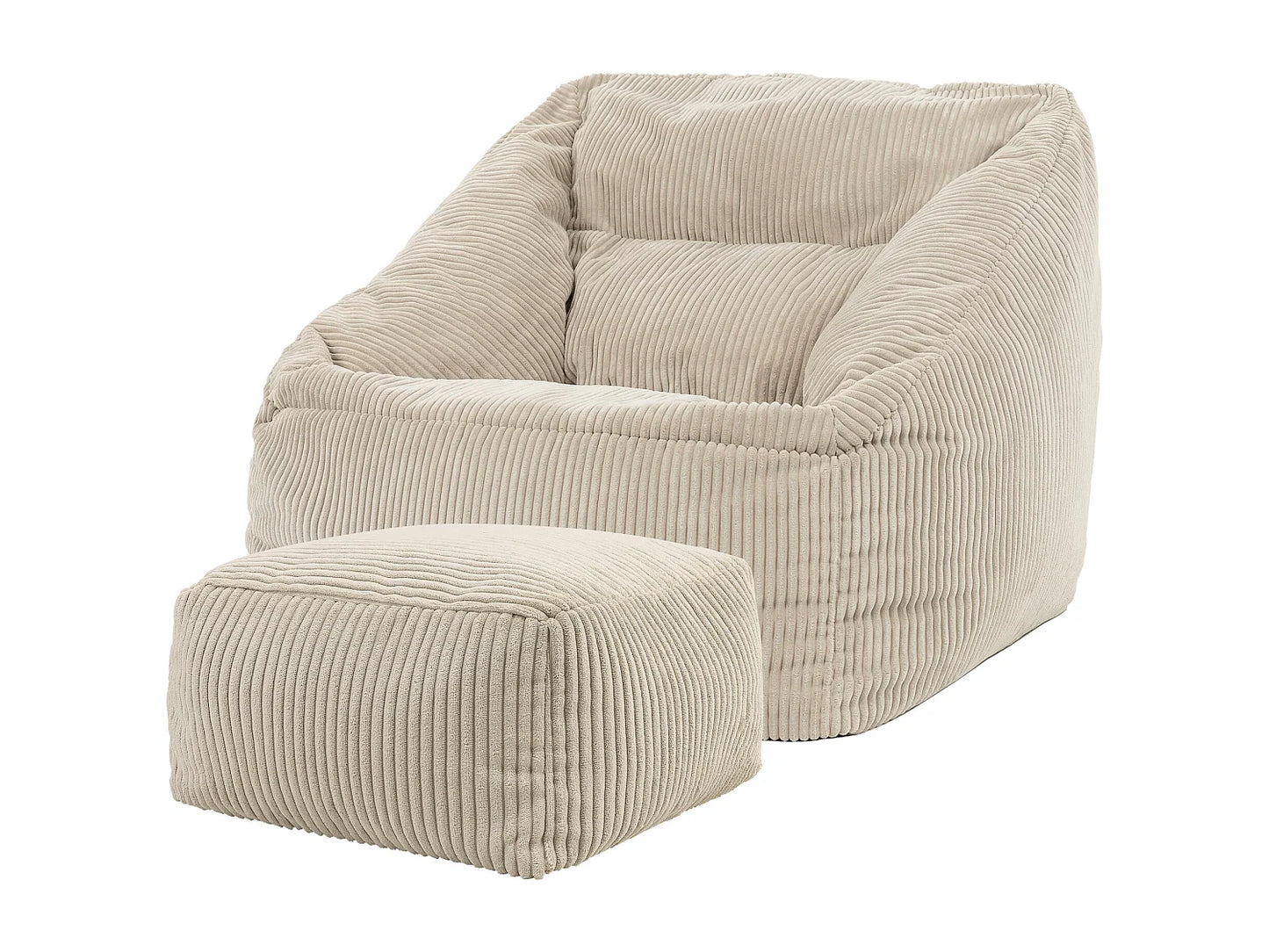 Pouf Repose-Pieds Japandi Velours Beige - Morgan