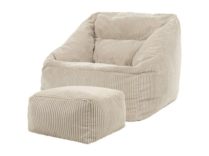 Pouf Repose-Pieds Japandi Velours Beige - Morgan