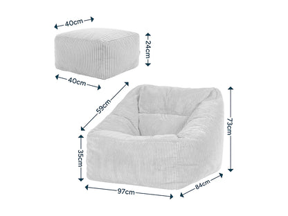 Pouf Repose-Pieds Japandi Velours Beige - Morgan