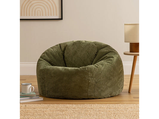 Pouf Velours Côtelé Japandi Vert Sauge - Kingston
